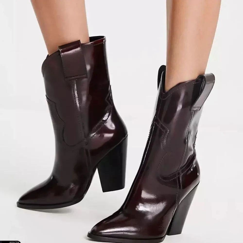 BRAND NEW SCOOP NYC WOMEN'S WESTERN MID -CALF HEELED BOOTIES